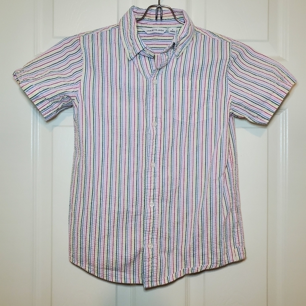 Janie and Jack Rainbow Striped Shirt Sz 8 Button Down